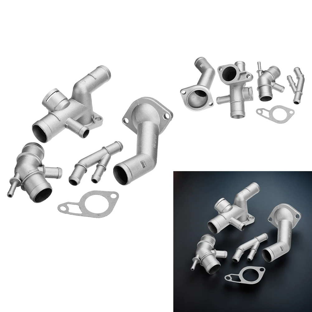 4個入り鋳造アルミニウムフランジエンジン冷却キット交換用クーラントフランジアップグレードキット（アウディTT、ゴルフMK4、ジェッタ1.8T用）