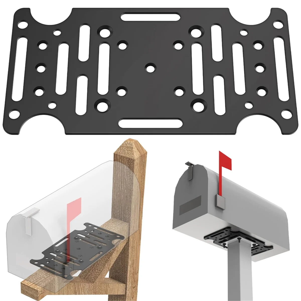 AA98 Mailbox Mounting Bracket,Universal Mounting Adapter Plate Fit Wood or Hollow Posts for Most Post Mount Mailboxes