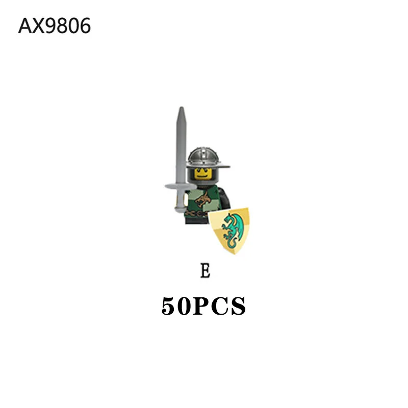 MOC Medieval Dragon Knights Action Figures Armored Soldier Building Block Shield Castle King Army Weapons Accessories Sword Toys