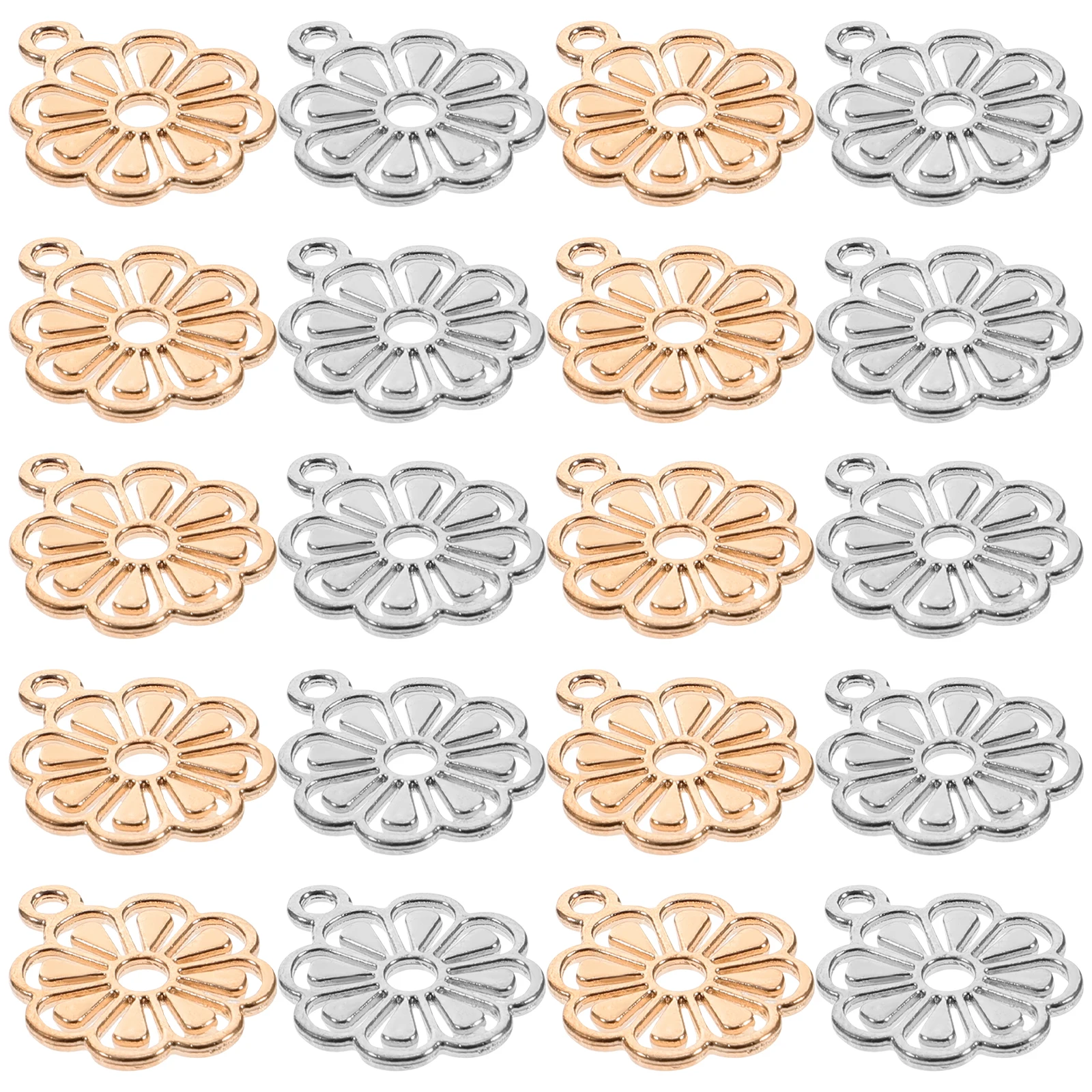 

100pcs Alloy Flower Diy Hollow For Bracelet Necklace Earring Making Jewelry Charm Decorative Handcraft Supply Necklace Making