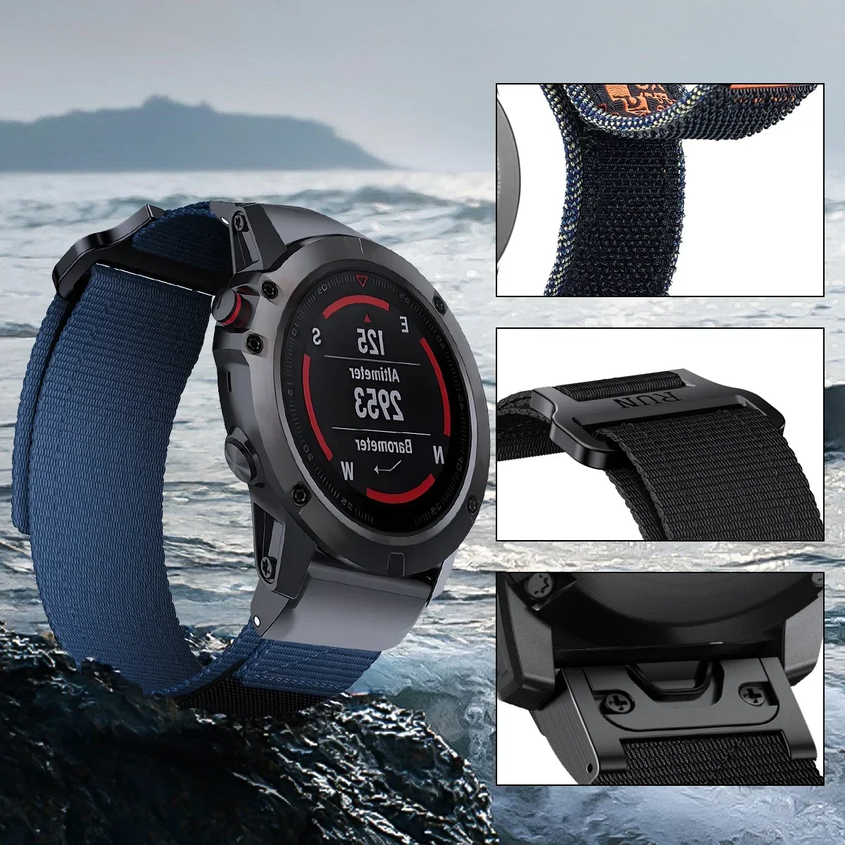 Ремешок нейлоновый для Garmin Fenix 7X 7 Pro Fenix 6X 6 5X 5Plus Tactix 7 Forerunner 965 955 Enduro 2 Loop, 22 мм 26 мм