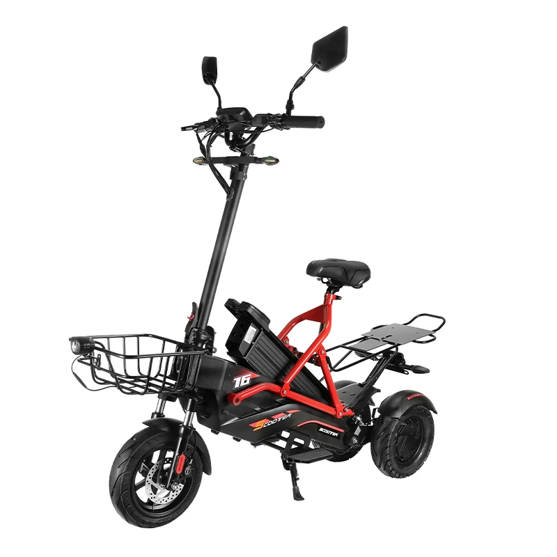 

Source Factory Three Wheel Electric Scooters Lithium 22.5ah Dual Motor Max Load 150KGS Adult E Scooter