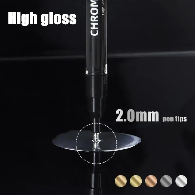 5 قطعة 2 مللي متر لتقوم بها بنفسك أقلام الطلاء العاكسة الكروم مرآة قلم تحديد دائم الذهب الفضة النحاس ماركر نموذج اللوحة بمناسبة