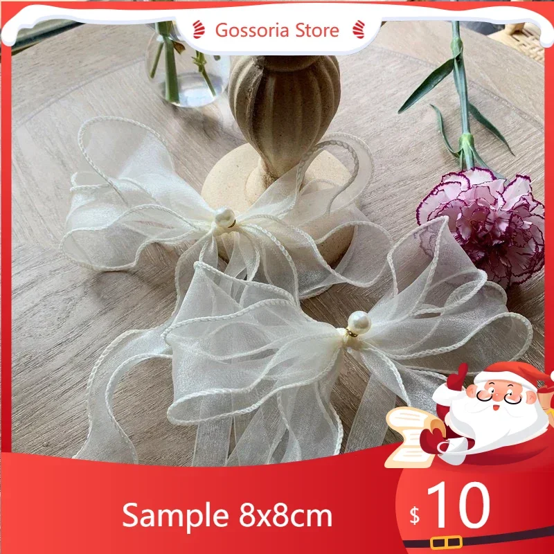 

SampleDZQ White Bow Curtains Tieback Korean Tulle Curtain Holders Ties Backs Drapes Accessories Decoration