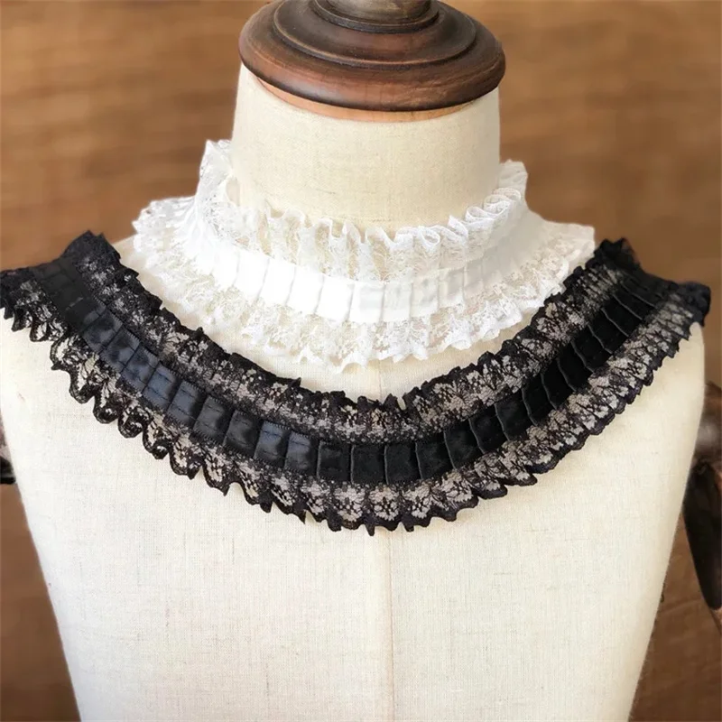 Wide 4cm White Black Tulle Fabric Lace Ribbon Trims Edge DIY Handmade Dolls Skirts Sewing Wedding Guipure Material P008