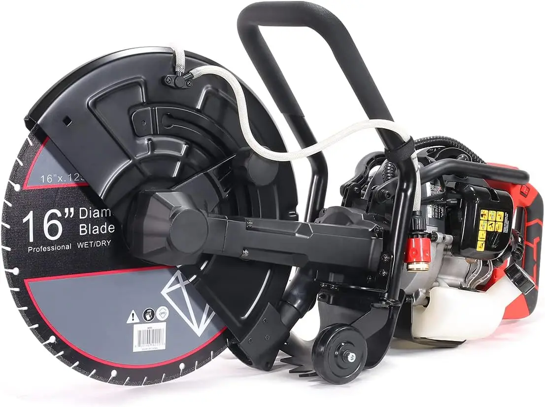 

Gas Power Cutter Circular Saw Wet Dry Concrete Saw Cutter 52CC 2 Stroke Engine with Water Line Guide Roller Blade