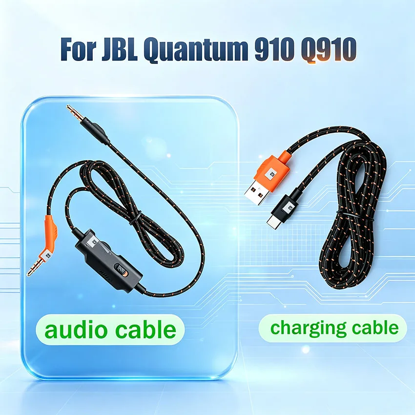 For JBL Quantum 910 Q910 Gaming Headphones Original Spec Audio Cable ， Charging Cable, Ear Pad Repair Spare Parts Connector