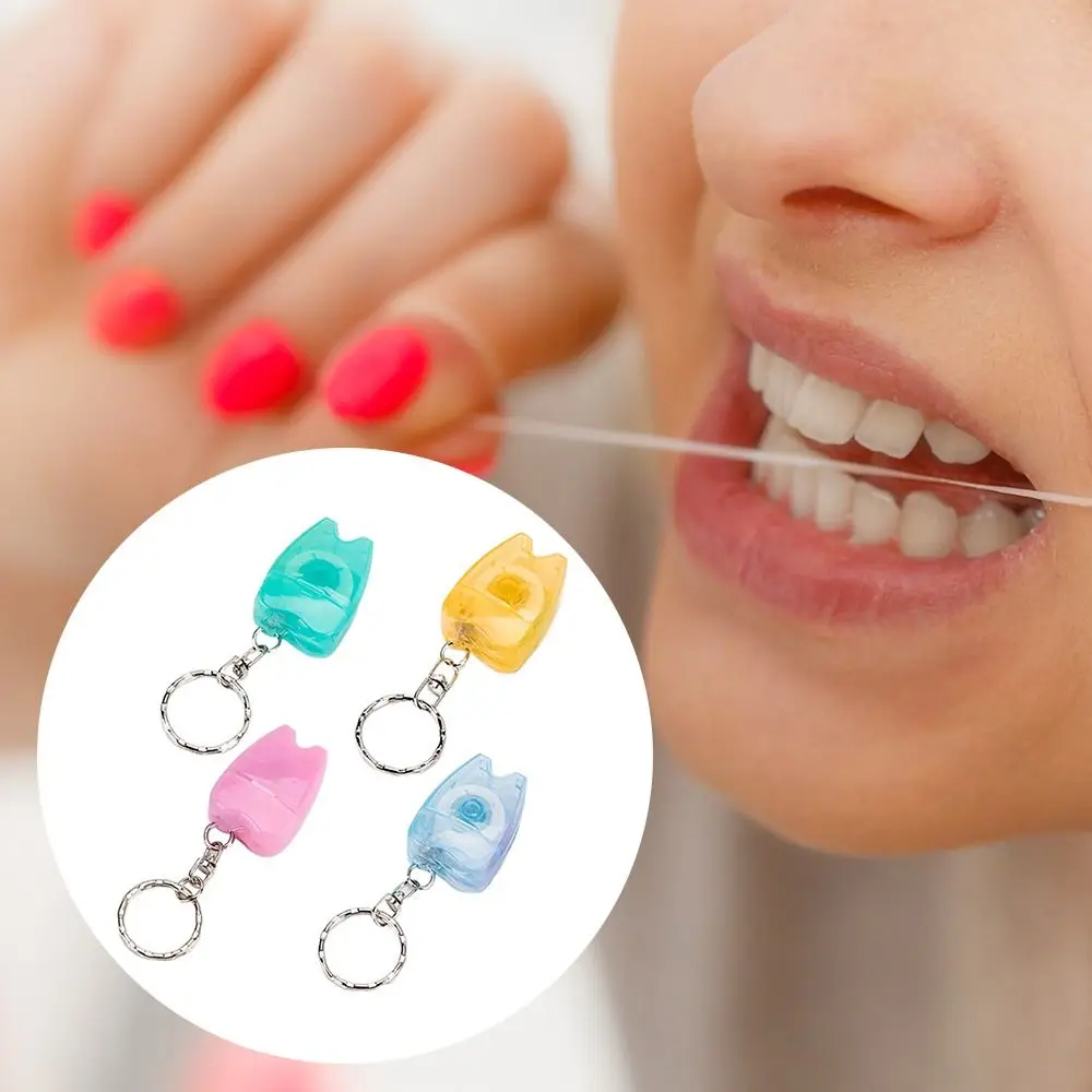 

Useful 15M Dental Floss Cleaning Oral Care Tool Hygiene Health Interdental Brush Flat Line Tooth Keychain