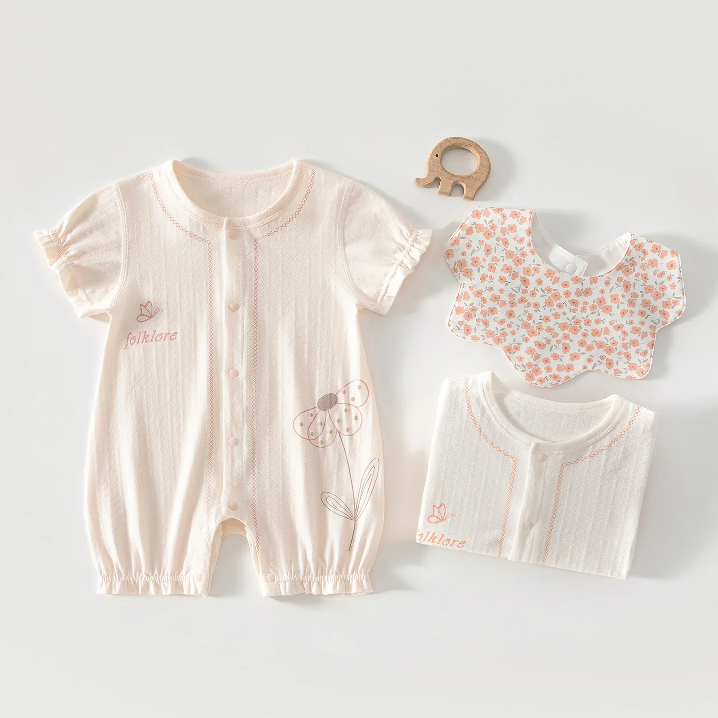 Baby Jumpsuit Baby Send Bib Boneless Summer Thin Romper Baby Girl Infant Children's Wear Open Short Climbing