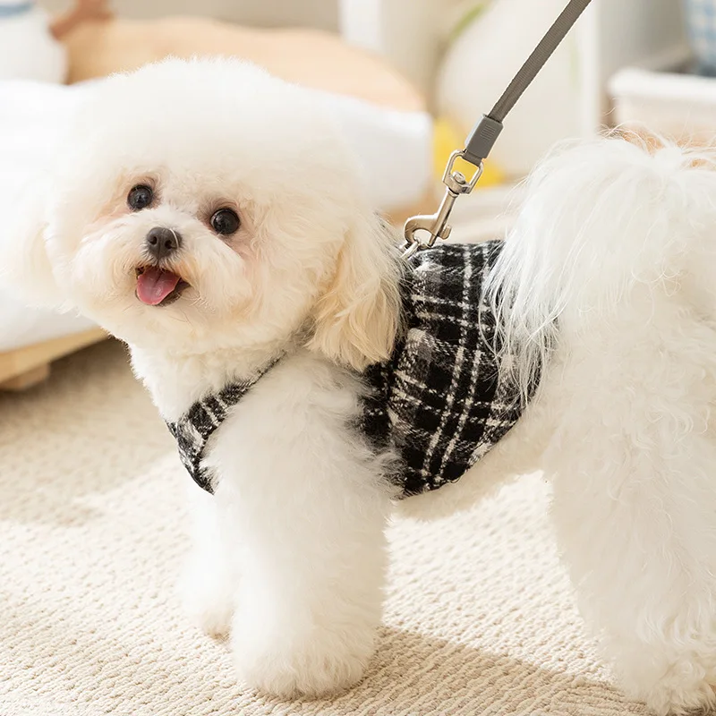 Autumn Winter Warm Pet Dog Dress Puppy Shirt Luxury Dog Clothes Thickened Striped Plaid Dog Costume Chihuahua Bichon Dog Coat