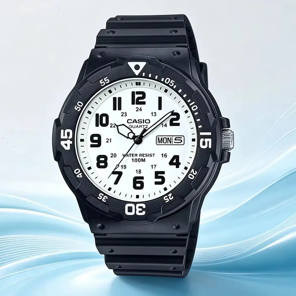 Casio MRW‑200H Series | Sport Analog Wrist Watch | Rotary Bezel | 100M Water Resistant | Resin Strap | Day Date Function