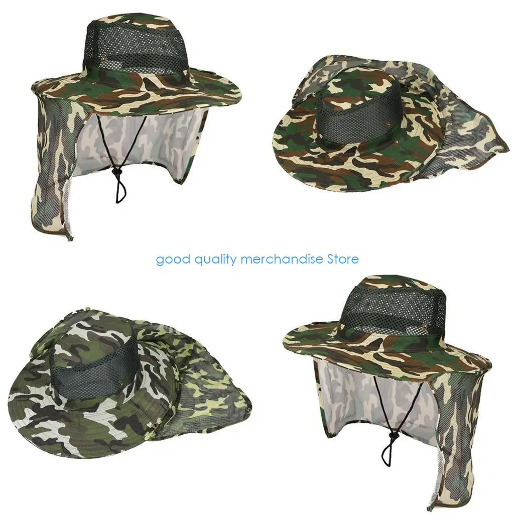 

Y5JD камуфляжная рыбацкая шляпа для женщин и мужчин, дышащие походные шапки, солнцезащитная шляпа со съемным шейным клапаном для