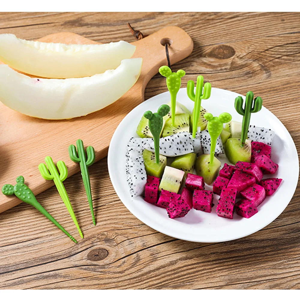 

6pcs/Set Creative Cactus Plastic Fruit Forks Children'S Bento Box Tableware Accessories Reusable Party Dessert Cute Toothpicks