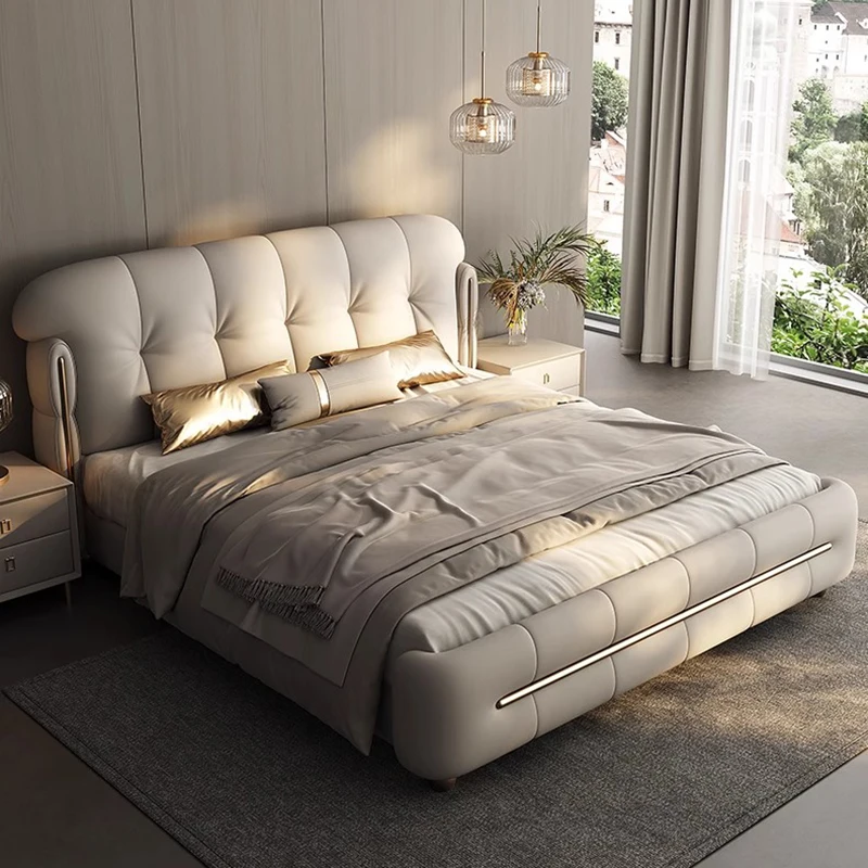 

Leather Modern Massage Bed Bedroom Princess Sleeping Platform Bed Human Dog Loft Frame Letto Matrimoniale Lounge Suite Furniture