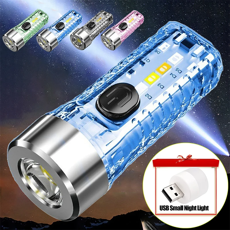 

Multi-function Mini LED Flashlight Waterproof Portable Keychain Flashlight Torch Lantern Outdoor Warning Hiking Camping Light