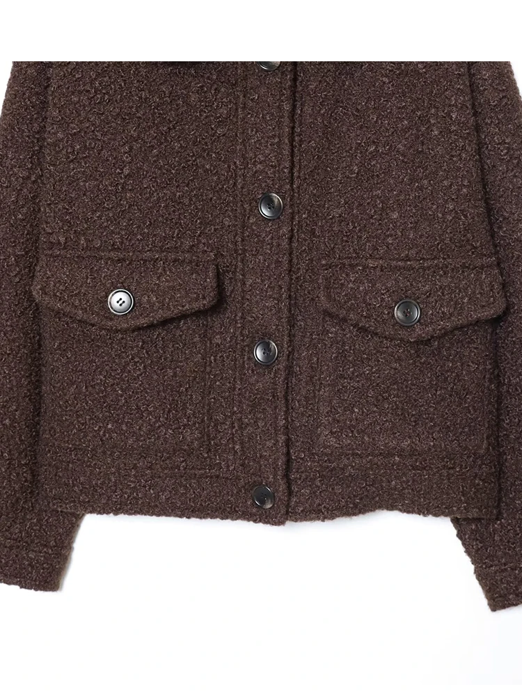 سترة نسائية منفوخة 2025 موضة نسائية بياقة من الفرو وأكمام طويلة وأزرار باركر سترات قصيرة للنساء معطف ترفيهي للخريف والشتاء #6