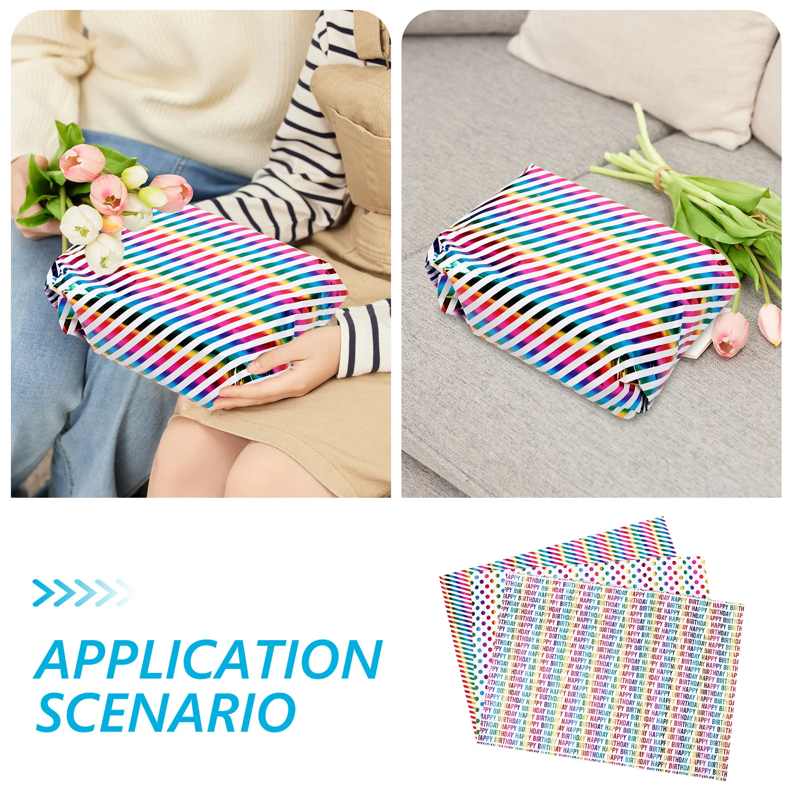 3 أوراق من ورق تغليف هدايا عيد الميلاد، أنماط كرتونية ملونة، ورق تعبئة هدية للمهرجانات، إلهام حرفي يدويًا