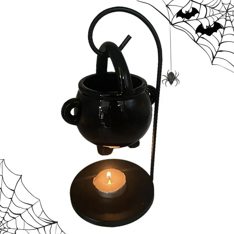 Ceramic Hanging Cauldron Wax Melt Burner Tealight Candle Holder Oil Burner Black Oil Incense Aroma Diffuser Home Decor Spirit