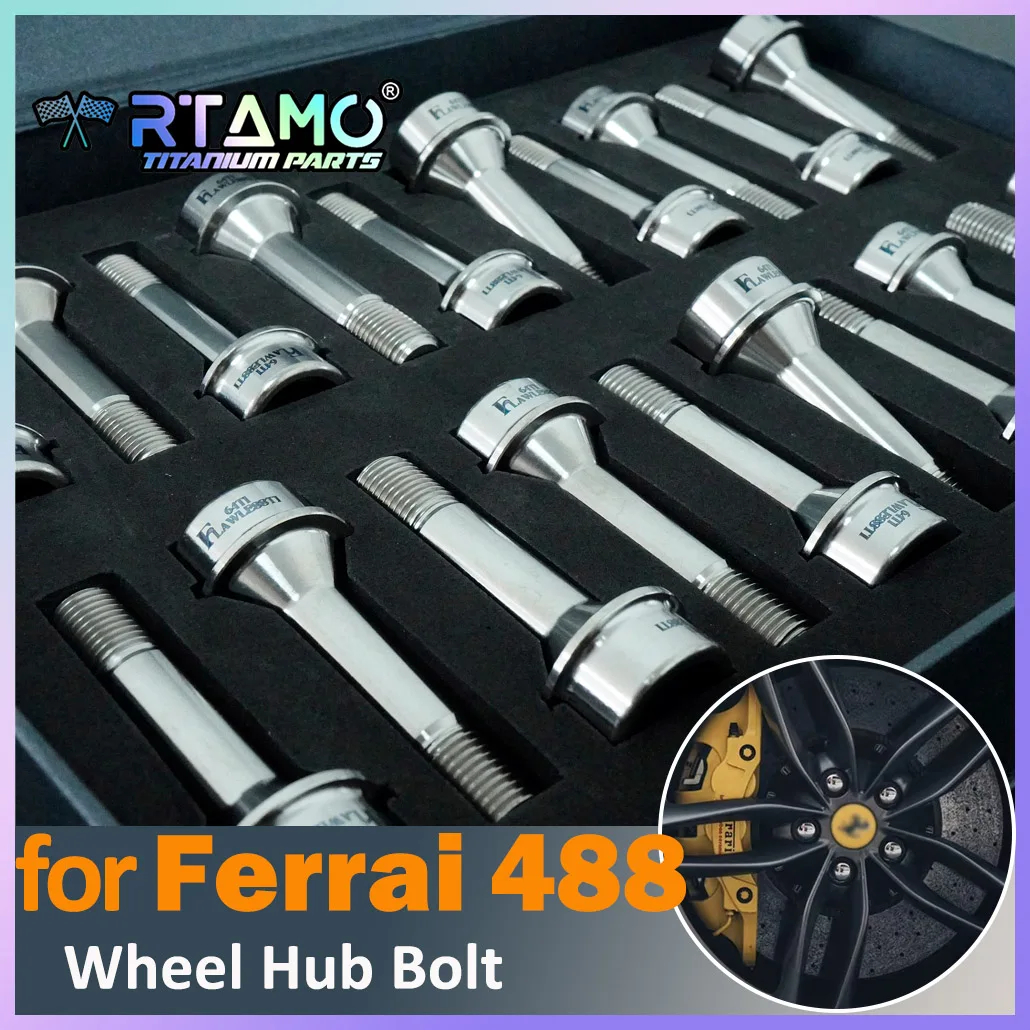 

RTAMO Titanium Alloy Bolt M14X1.5P Car Wheel Hub Screws for Ferrari 488