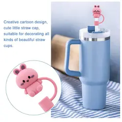 Silicone Straw Cover Cap For Stanley 40 Oz Tumbler With Handle Drinking Accessories Dust-Proof Reusable 10mm Cute Topper Lids