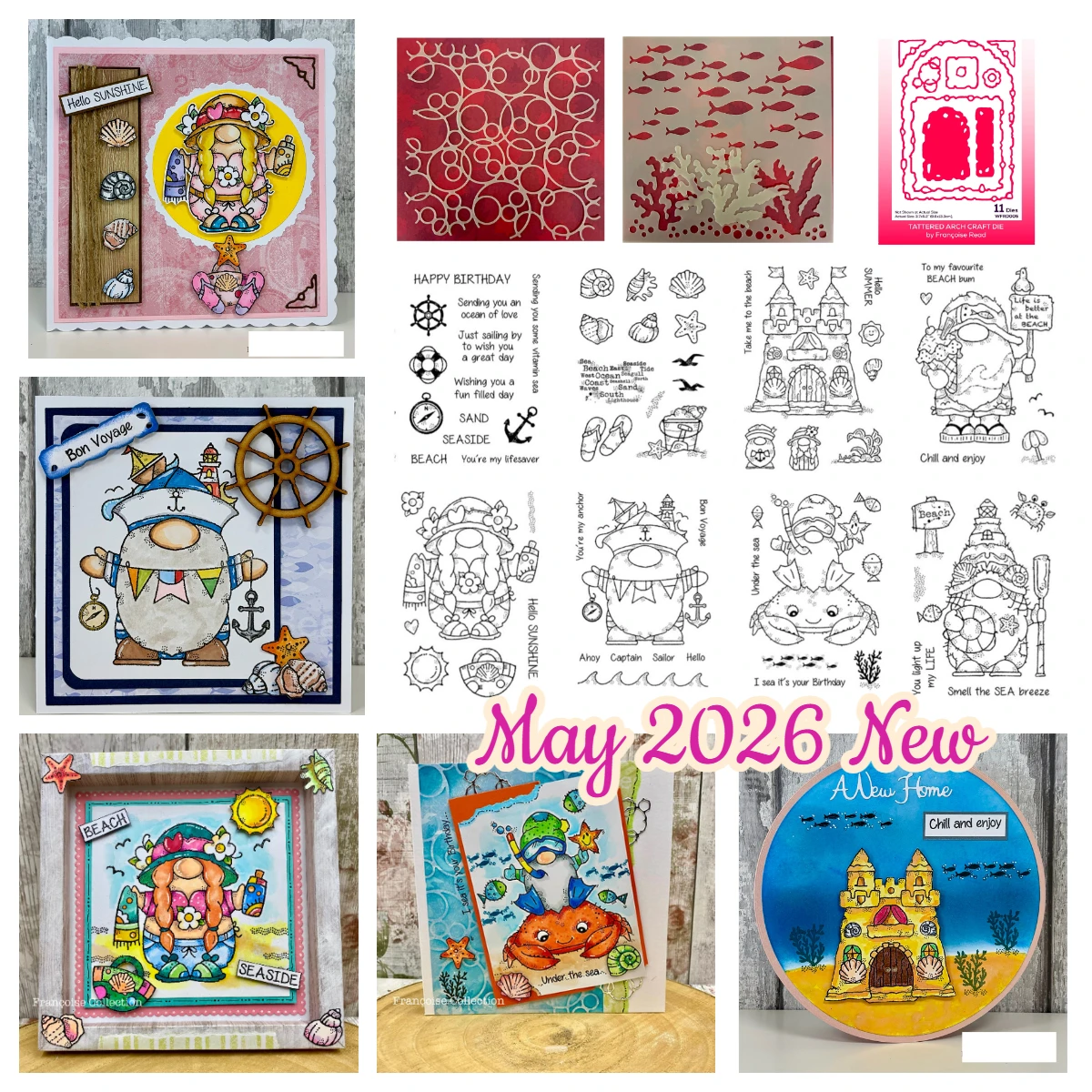 Mai 2026 Sommer Norma Beach Vibes Metall-Stanzformen und Stempel Schablonen Handgemachtes DIY Scrapbooking Grußkarten Tagebuch Basteln Neu