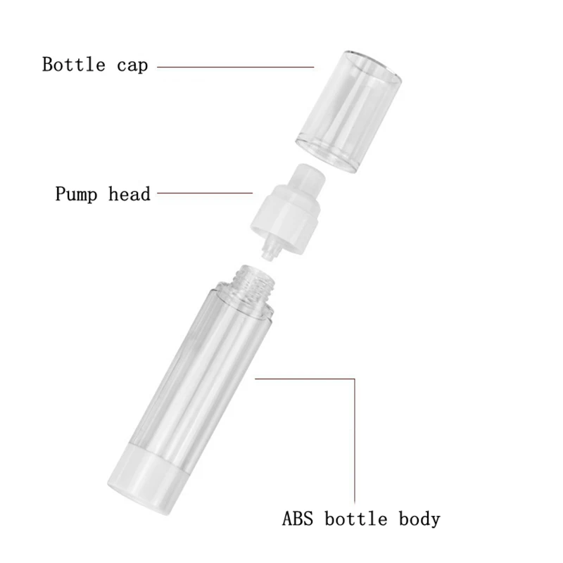 15ml/30ml/50ml/80ml/100ml Airless Lotion Cream Pump Bottle Refillable Empty Clear Travel Containers Liquid Vacuum Press Jar