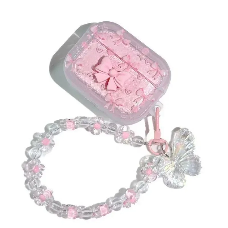 ل أبل AirPods 4 2 1 Pro2 الفاخرة القوس تصميم سماعة لاسلكية تعمل بالبلوتوث حقيبة سماعة الاذن واقية مع حزام قلادة ل AirPods 3 حالة