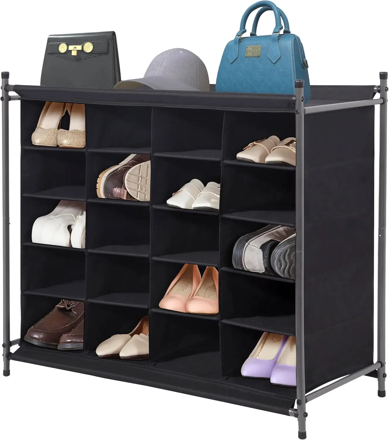 

Stackable Shoe Cubby Organizer, Free Standing Shoe Cube Rack for Entryway, Bedroom, Apartment, Closet, 20-Cube Black