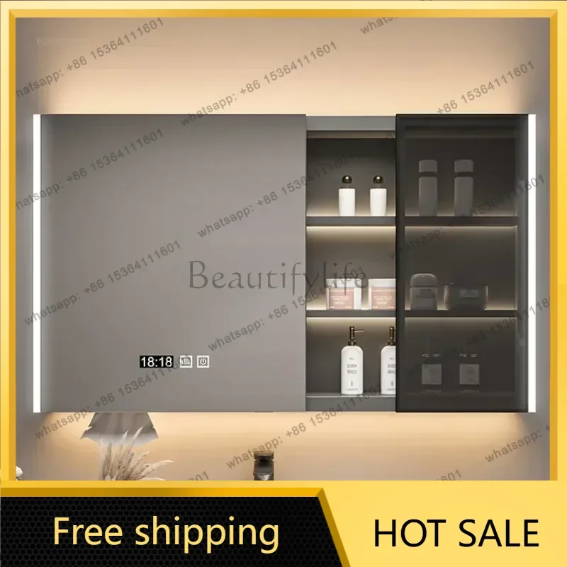 Best Sellers Best Sellers With Light Defogging Bathroom Furniture Beauty Mirror With Storage Locker Modern Solid Wood Smart Bath