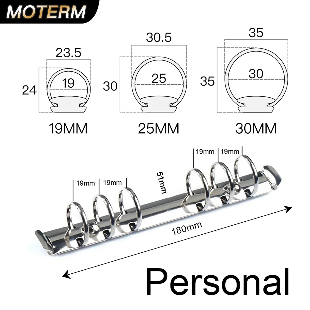 Moterm-carpeta de anillas en espiral de Metal, tamaño Personal/PW, Clip con 2 pares de tornillos para diario, cuaderno, carpeta planificadora, carpeta de archivos con Clip