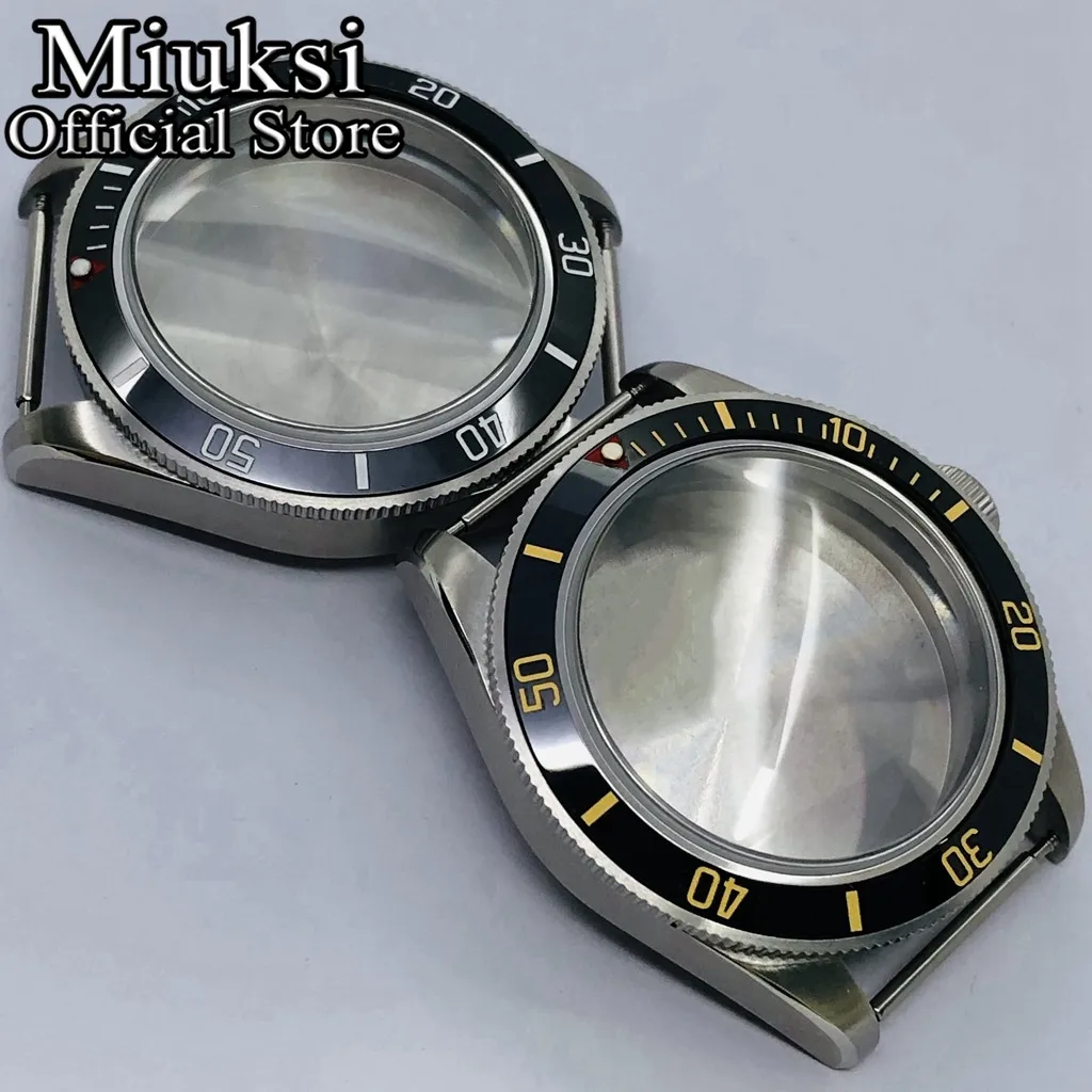 Miuksi 39mm caixa de relógio estéril prateada vidro de safira cúpula ajuste NH35 NH36 NH34 ETA2824 PT5000 movimento