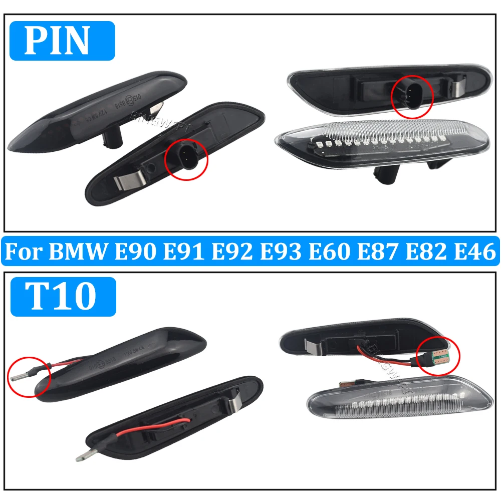 2x ديناميكية LED الحاجز ضوء الجانب ماركر لسيارات BMW 1 3 5 سلسلة E46 E60 E61 E81 E82 E87 E88 E90 E91 E92 E93 X1 E84 X3 E83 X5 E53