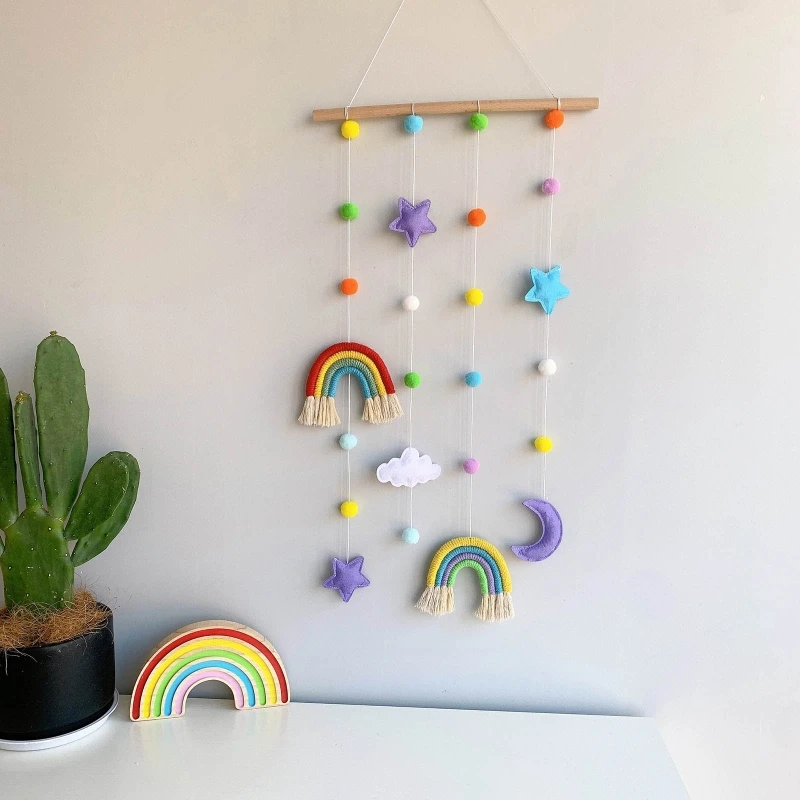 Rainbow Photo Display Holder with Girls Hair Bow Clips Storage Hanger Wall Hanging Picture Nursery Baby Kid