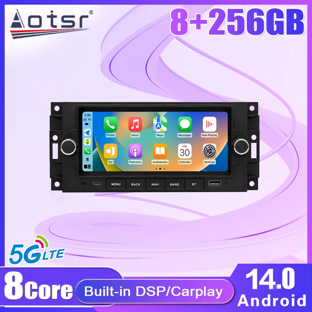 6.86 Inch Android 13 Car Radio For Jeep Compass Commander 2007 Wireless CarPlay Android Auto GPS DSP Multimedia Head Unit 4GWiFi