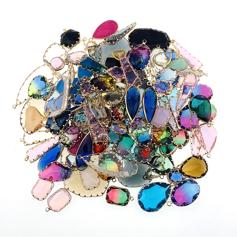 قلادة هندسية شفافة متدلية كريستال ، قلادة تصنعها بنفسك ، صناعة المجوهرات ، قطع السحر بالجملة ، 10 ، 30 ، 50 #5