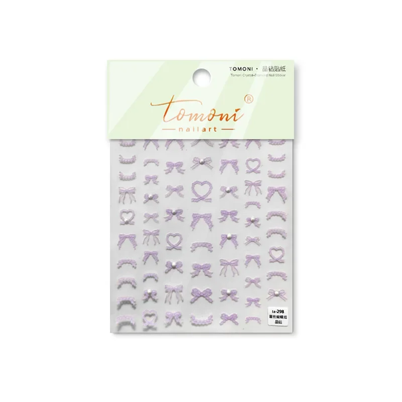 Crystal Diamond Nail Art Stickers Japanese Retro Nail Stickers Lace Bow