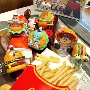 Blind box 6 pcs/set spongebob patrick gary sandy delicious crab hamburger figure collection model toys gifts 5 Main Sales Caixa Bob - №6