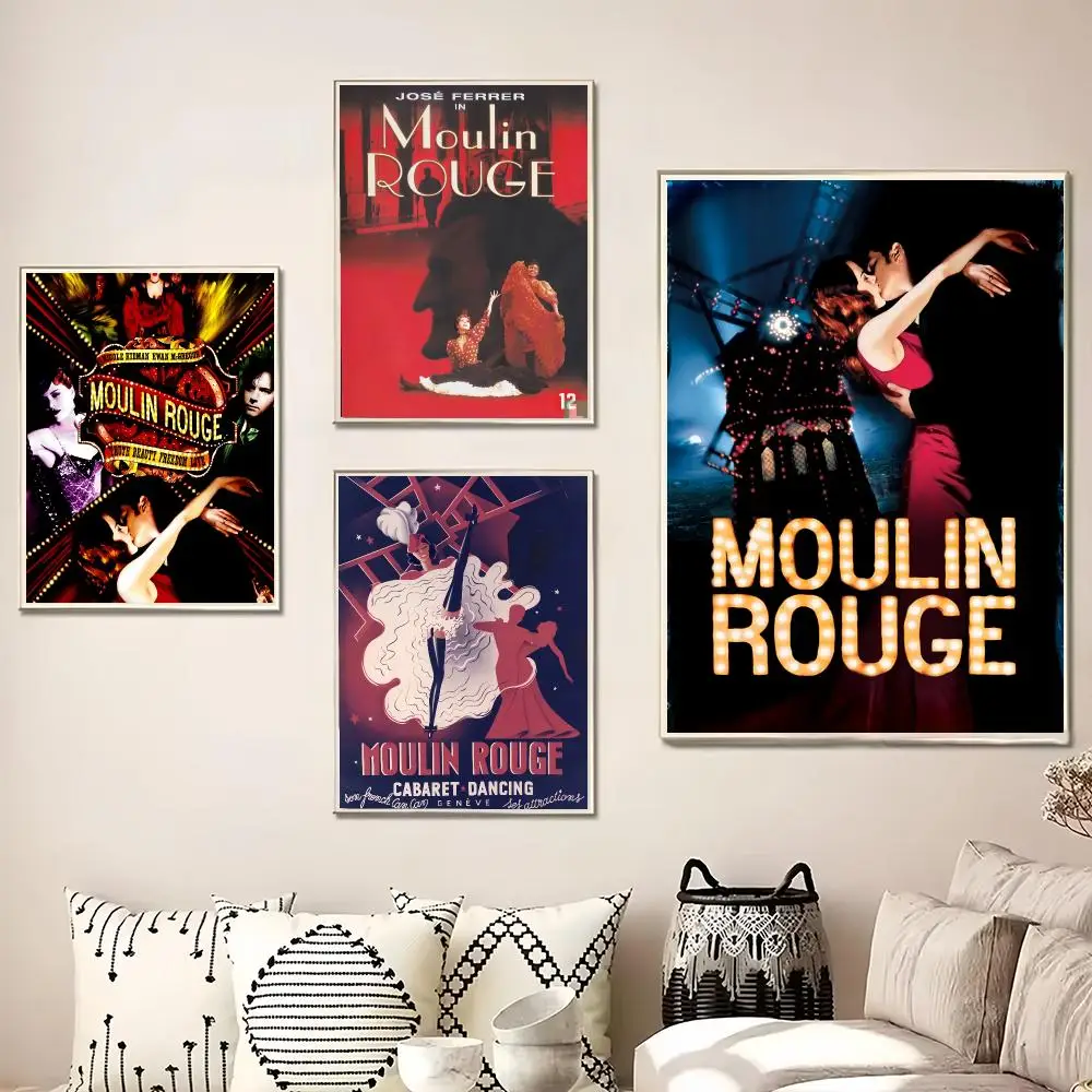Movie M-Moulin Rouge Painting Calligraphy Canvas Poster Wall Art for Living Room Bedroom Cafe Decor Gift