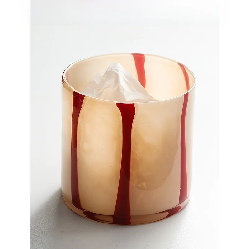 

Glass Desktop Trash Can Living Room Coffee Table Dining Table Creative Storage Bucket Tabletop Decoration Home Use Waste Bin