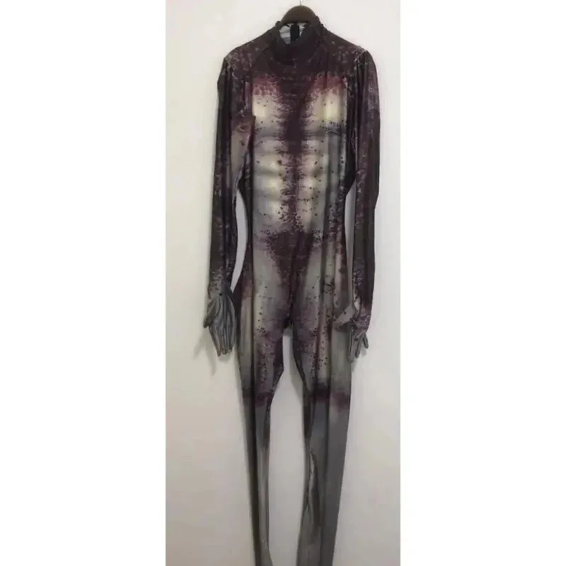 

asdh8@Male Predator Cosplay Costume 3D Print Spandex Zentai Men Predator Basic Suit Halloween Superhero Bodysuit Adults Kids Jum