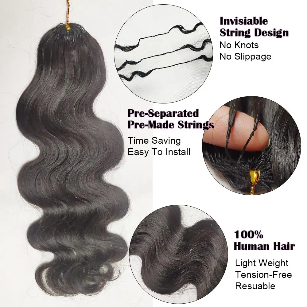 Knotless Pre Separated Crochet Human Hair Extensions Body Wave Brazilian Virgin Hair For Boho Braiding Hair Feather Extensions