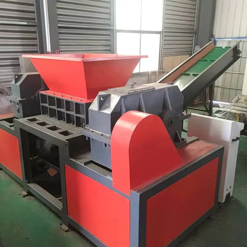 Industrial Stainless Steel Aluminum edder Waste Recycling 7.5 kw Double Shaft Wood Rubber Plastic Crusher