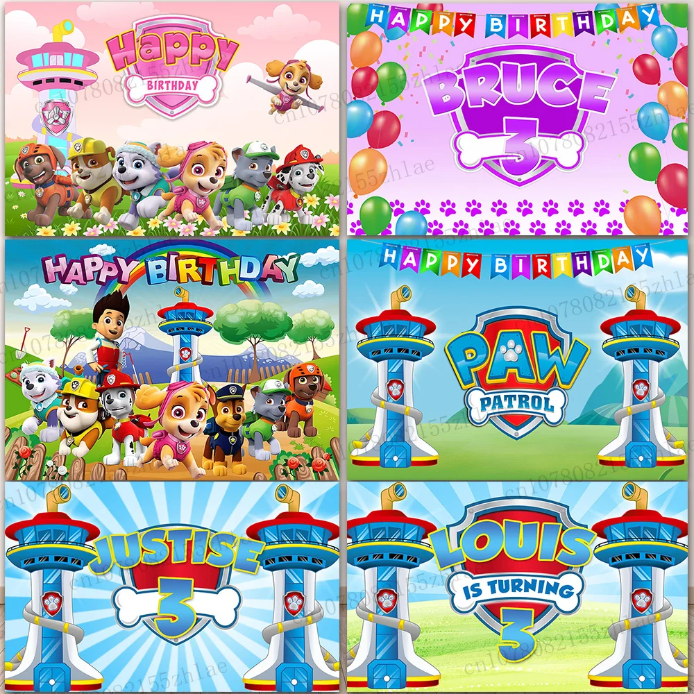 

Paw Patrol Birthday Party Photo Background Baby Shower Photography Backdrop Cartoon Photography Backdrop