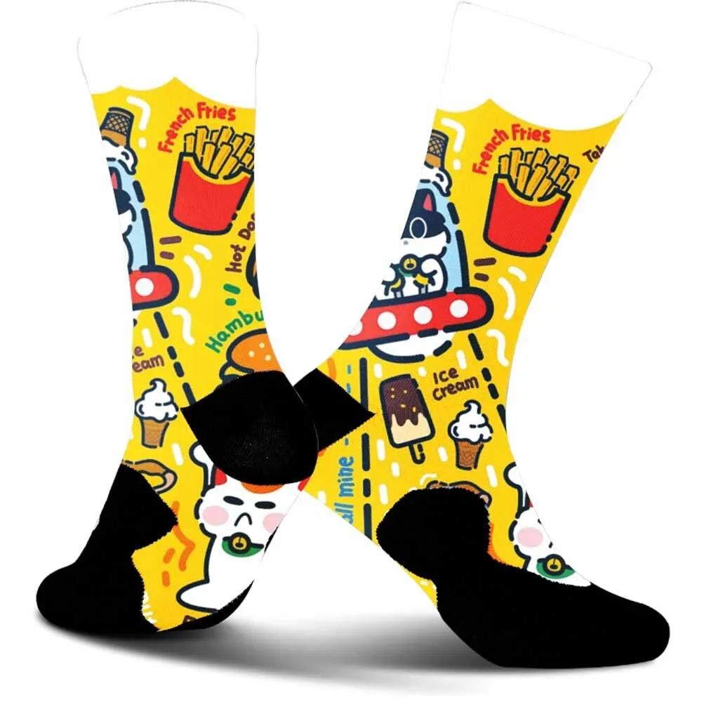 Creative cat pattern sports cycling socks, durable, sweat absorbing, unisex, suitable for outdoor enthusiasts and more people