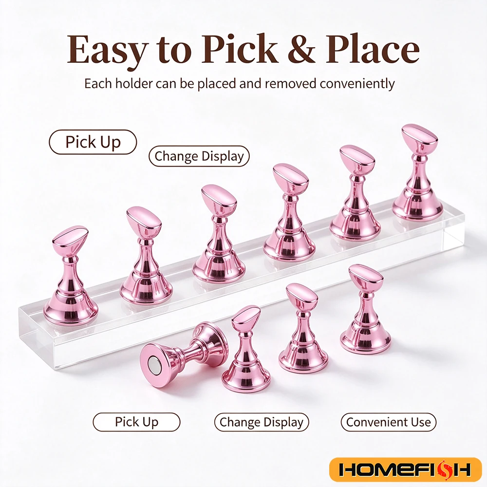 Nail Practice Stand with 100Pcs Double Sided Tape, Press On Nail Holder for Nail Painting & Art Display