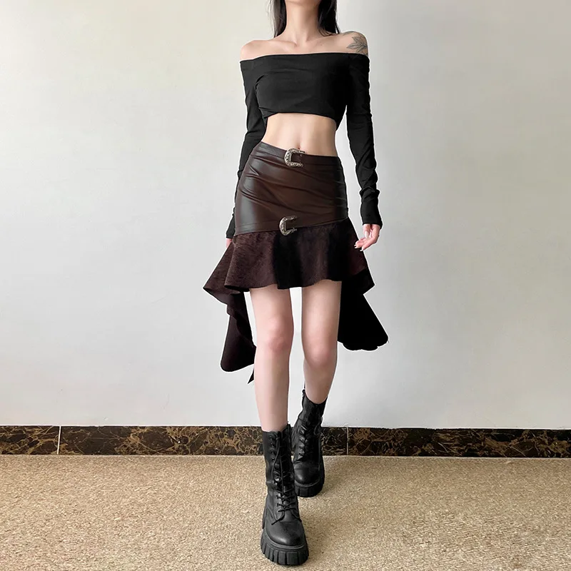 Autumn and Winter New Women's Solid Color Slimming Wrapper Hip Street Fashion High Waist Skirt