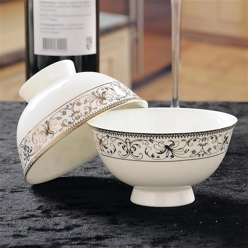 4.5 inch, superior bone china soup bowls, ceramic children bowl, chinese style, high foot, porcelain golden band bowl