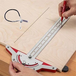 10 Inch Woodworking Edge Measuring Ruler with Protractor, T-Square, and Angle Ruler - Perfect for Precise Woodworking Designs