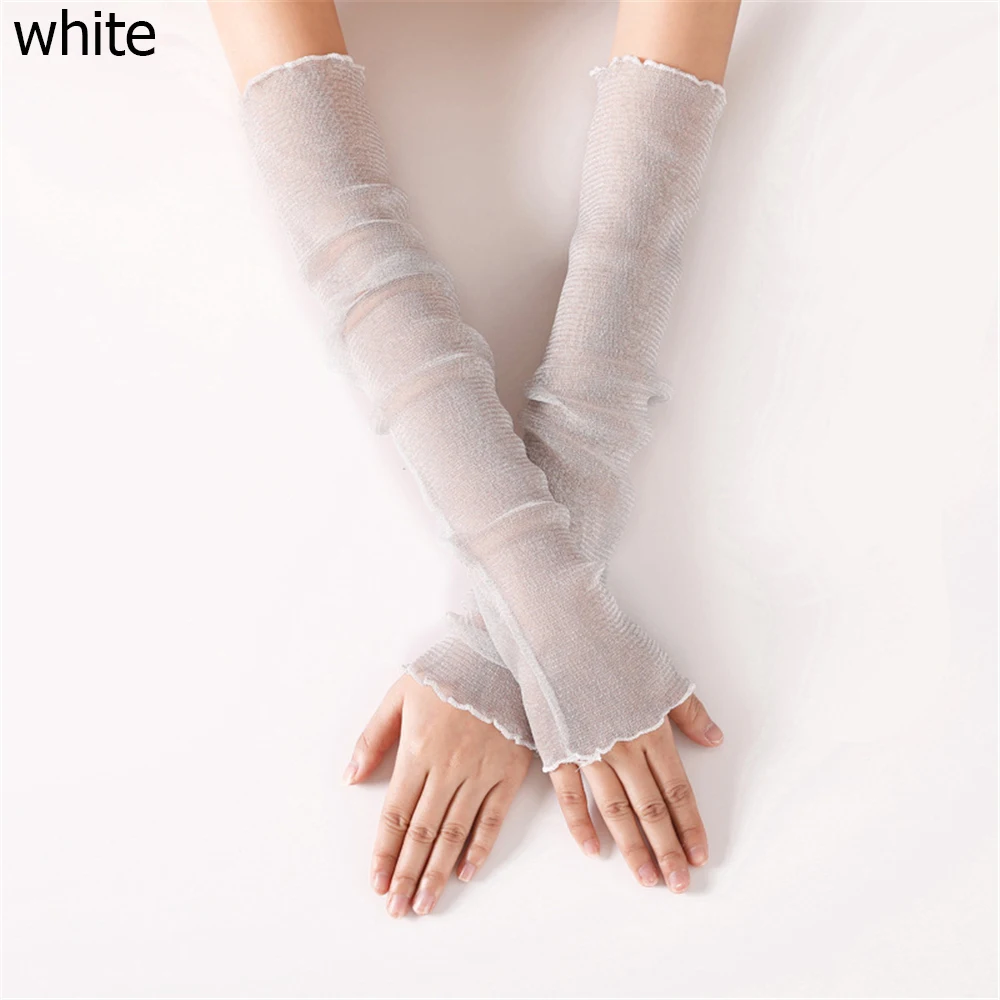 Chauffe-bras UV respirants d'été, Protection solaire à manches longues, gants de conduite, gants en maille et dentelle