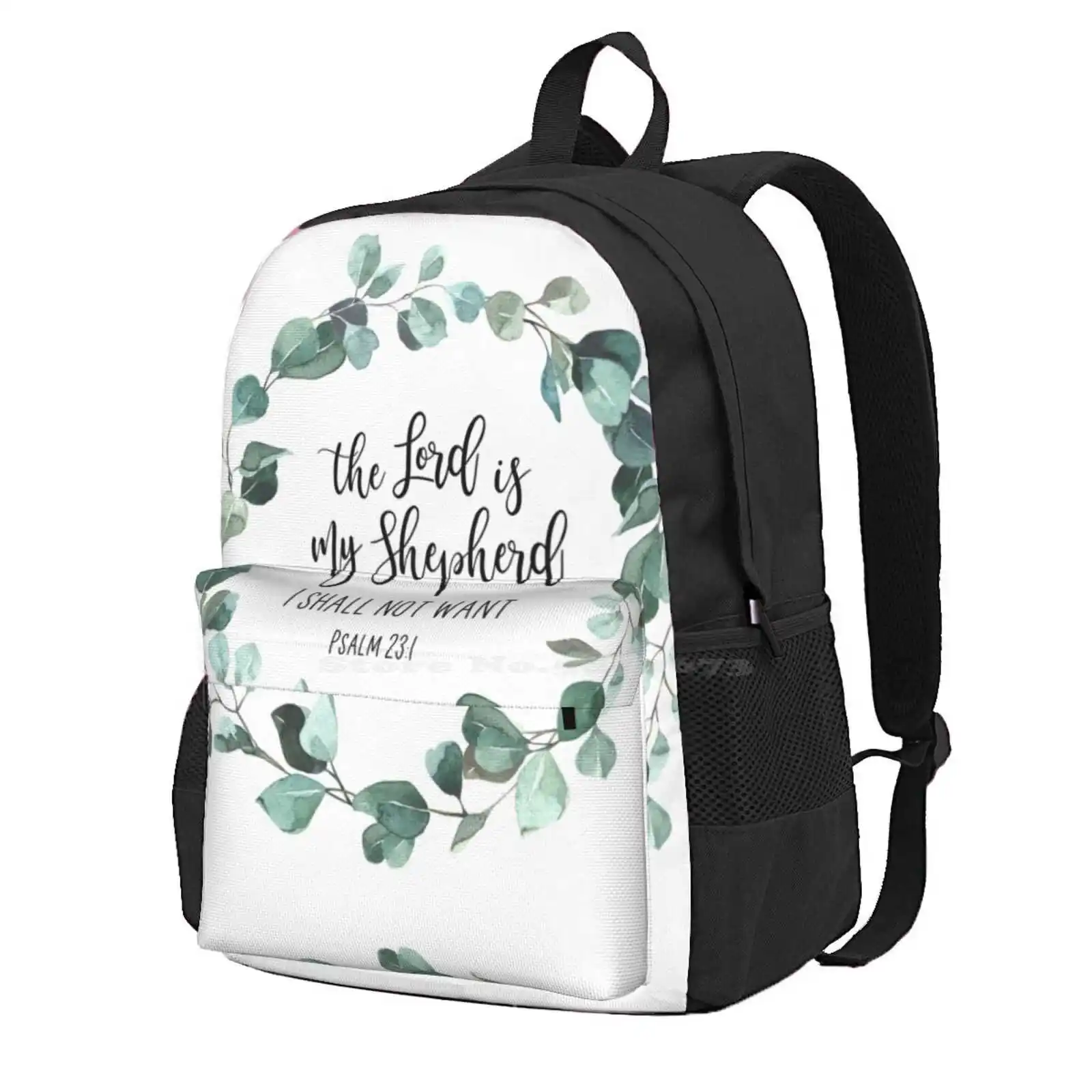 The Lord Is My Shepherd Hot Sale Schoolbag Backpack Fashion Bags The Lord Is My Shepherd Psalm 23 Bible Verse Wreath Christian